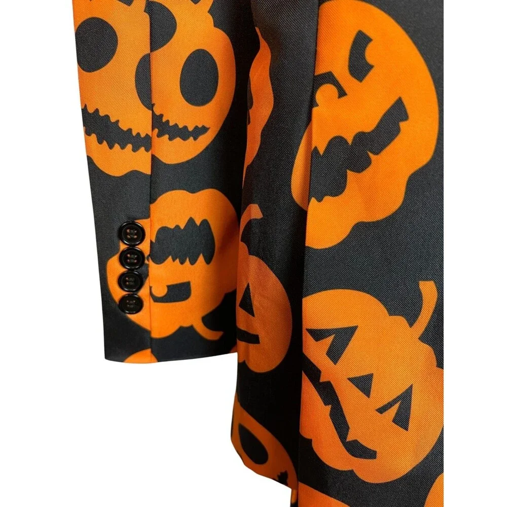 Spirit Halloween Men's Novelty Jack-o-Lantern Print Suit Size S Halloween Party